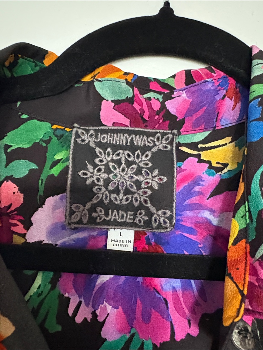 JW 2 Piece Jade Silk Floral Short-Sleeved Top & Matching Wide Legged pants L - Picture 2 of 9